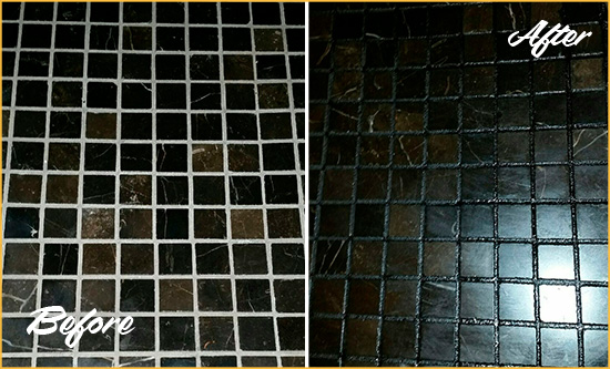 Before and After Image of a Grout Sealing and Recoloring