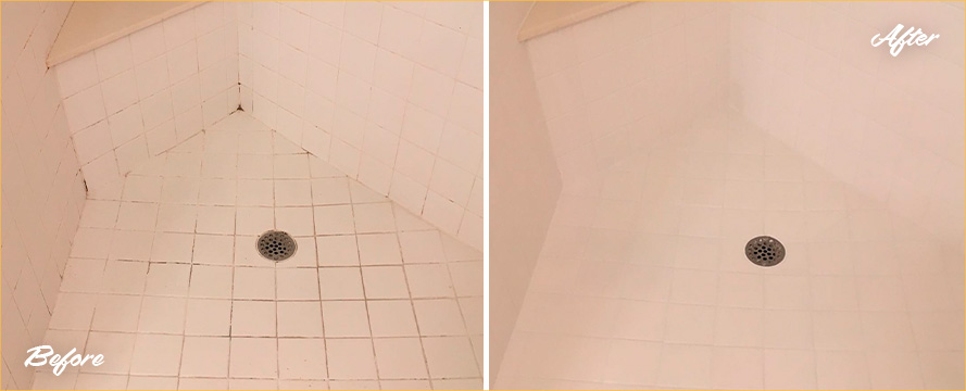 Shower Before and After a Service from Our Tile and Grout Cleaners in Tacoma