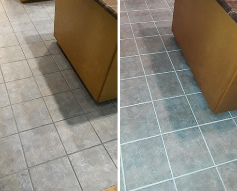 Floor Before and After a Grout Cleaning in Auburn, WA