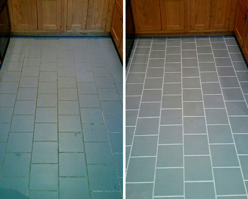 Floor Before and After a Grout Recoloring in Yelm, WA