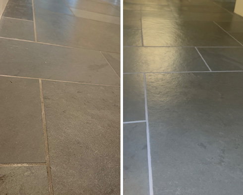 Tile Floor Before and After a Grout Cleaning in Bainbridge Island