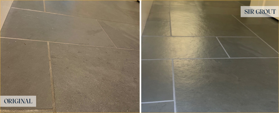 Tile Floor Before and After a Grout Cleaning in Bainbridge Island