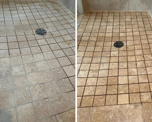 Shower Before and After a Tile Cleaning in Auburn, WA