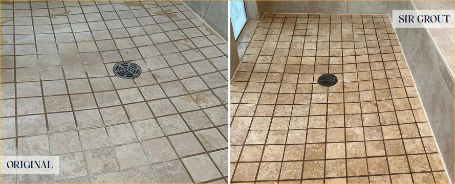 Shower Before and After a Flawless Tile Cleaning in Auburn, WA