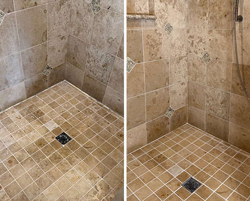 Shower Before and After a Grout Cleaning in Auburn, WA