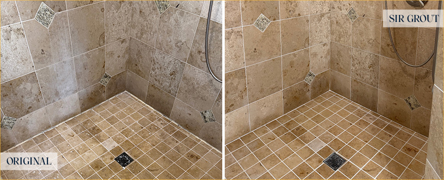 Shower Before and After a Flawless Grout Cleaning in Auburn, WA