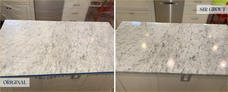 Marble Countertop Before and After a Superb Stone Polishing in Federal Way, WA