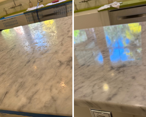 Countertop Before and After a Stone Polishing in Federal Way, WA