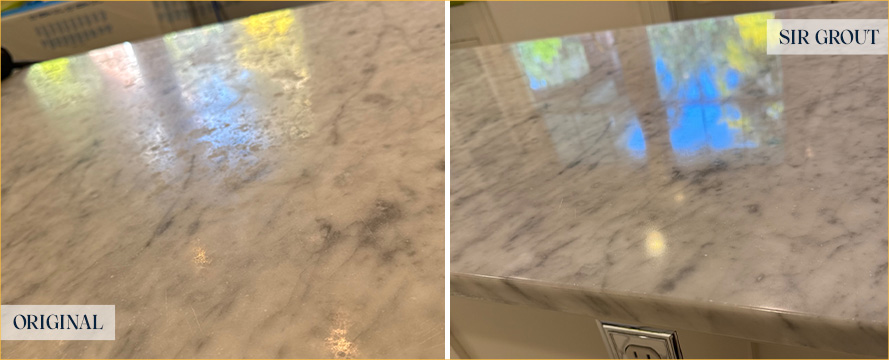 Countertop Before and After a Superb Stone Polishing in Federal Way, WA