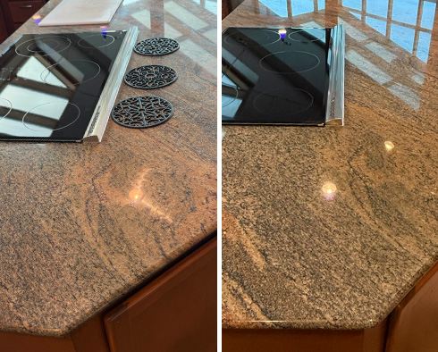 Countertop Before and After a Stone Polishing in Tacoma, WA