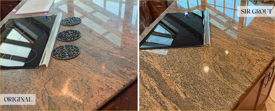 Granite Countertop Before and After a Stone Polishing in Tacoma, WA