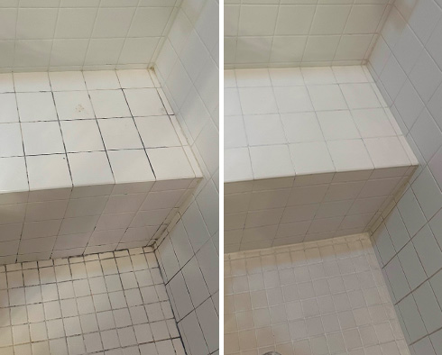 Shower Before and After a Grout Cleaning in Spanaway, WA